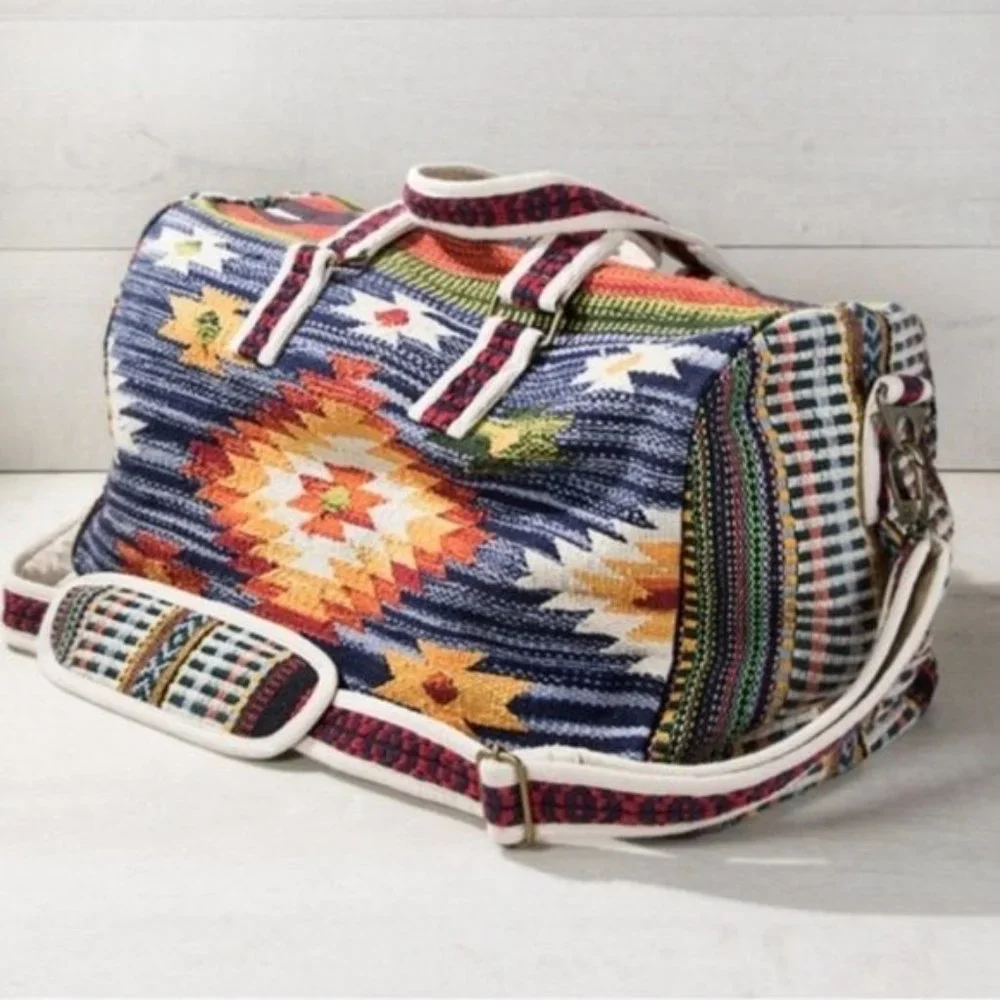 NEW Navajo Aztec Woven Weekender Duffle Bag - Picture 1 of 8